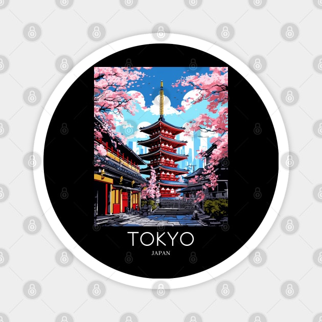 A Pop Art Travel Print of Tokyo Japan Magnet by Studio Red Koala